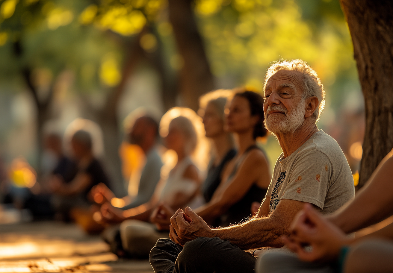 Група практикує йогу